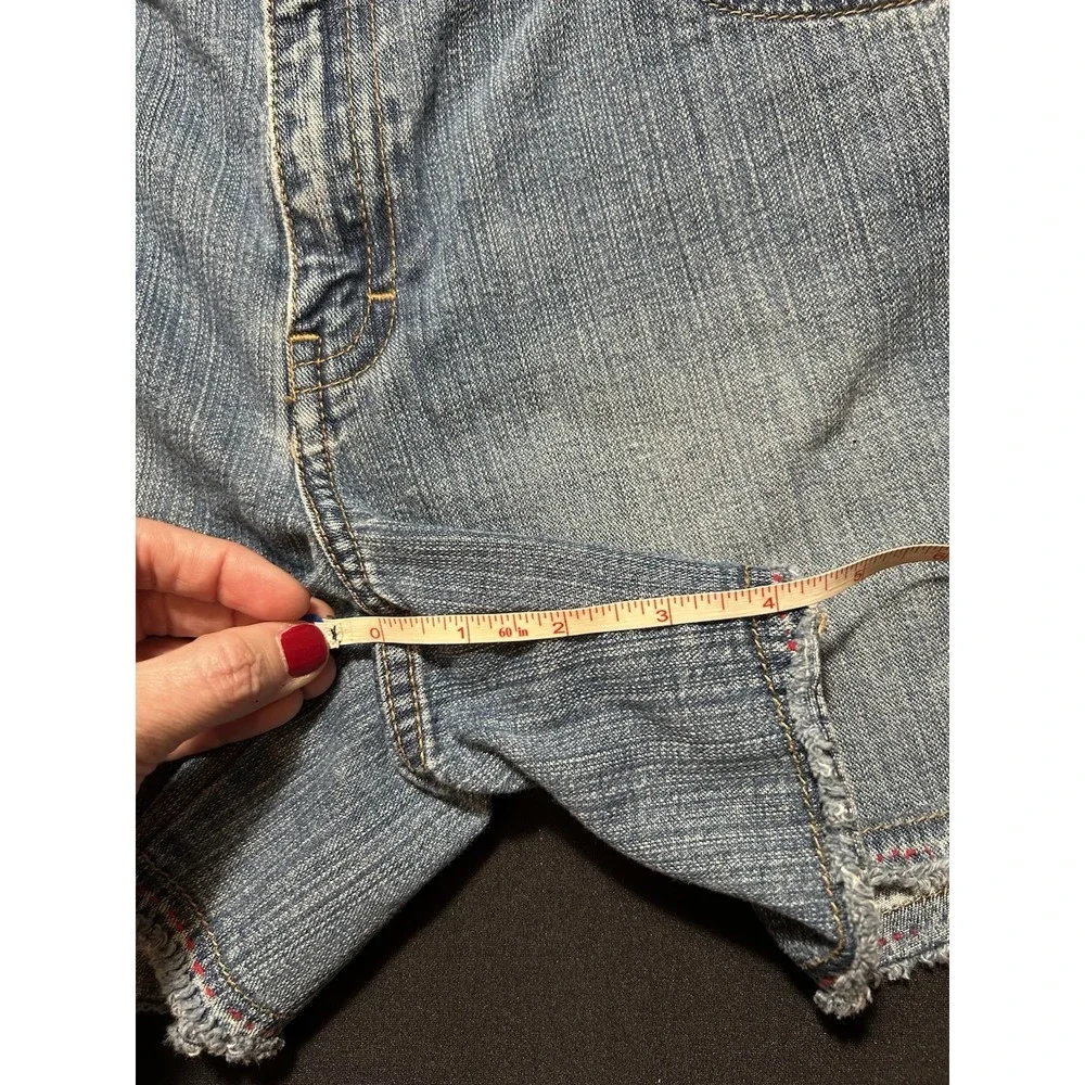 GAP Girls Size 14 Denim Shorts Floral Applique Embroidered Frayed Hem Y2K Boho
